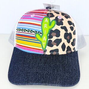 Ariat Western Women's Serape, Leopard, Embroidery Cactus Mesh Snap Hat Cap NWT